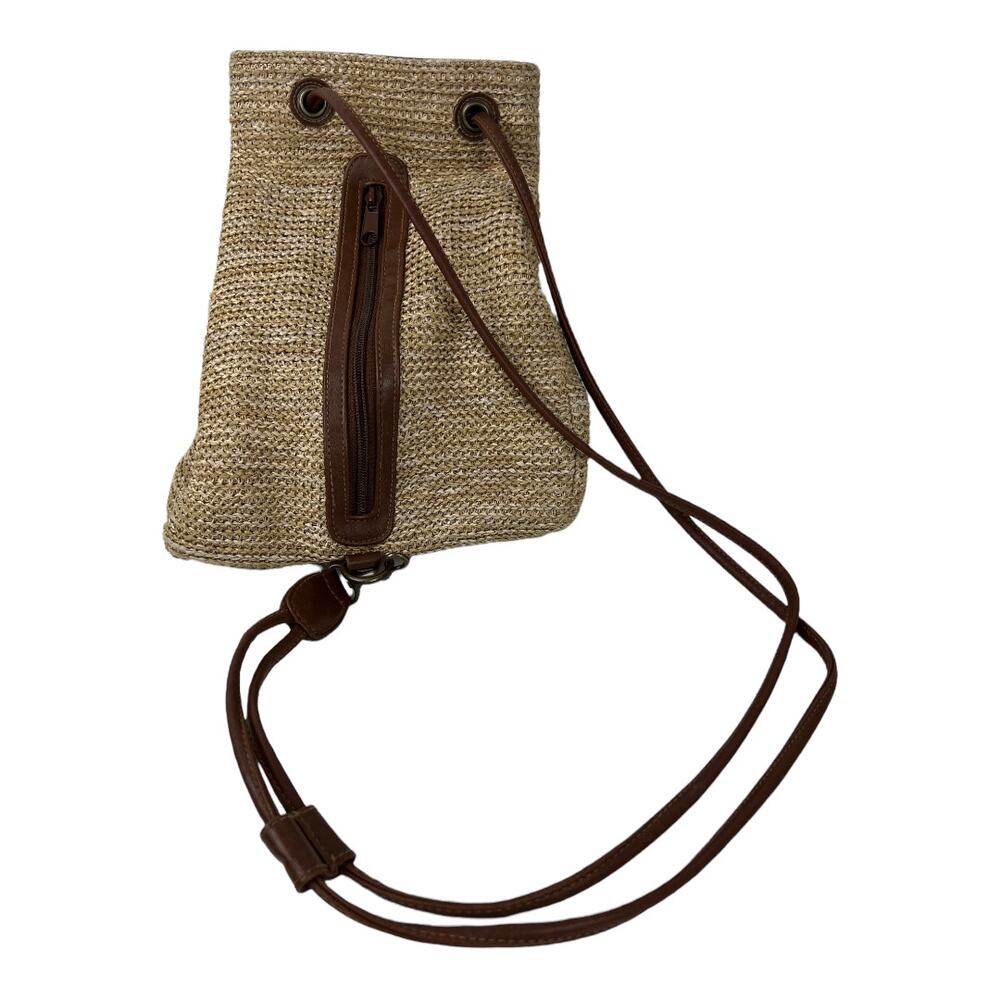 Faux Straw Backpack Adjustable Straps Zip Outside Closure